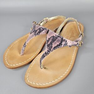 Preludio Womens Slingback Sandals Thong Snakeskin Comfort Flat Pink Size 7